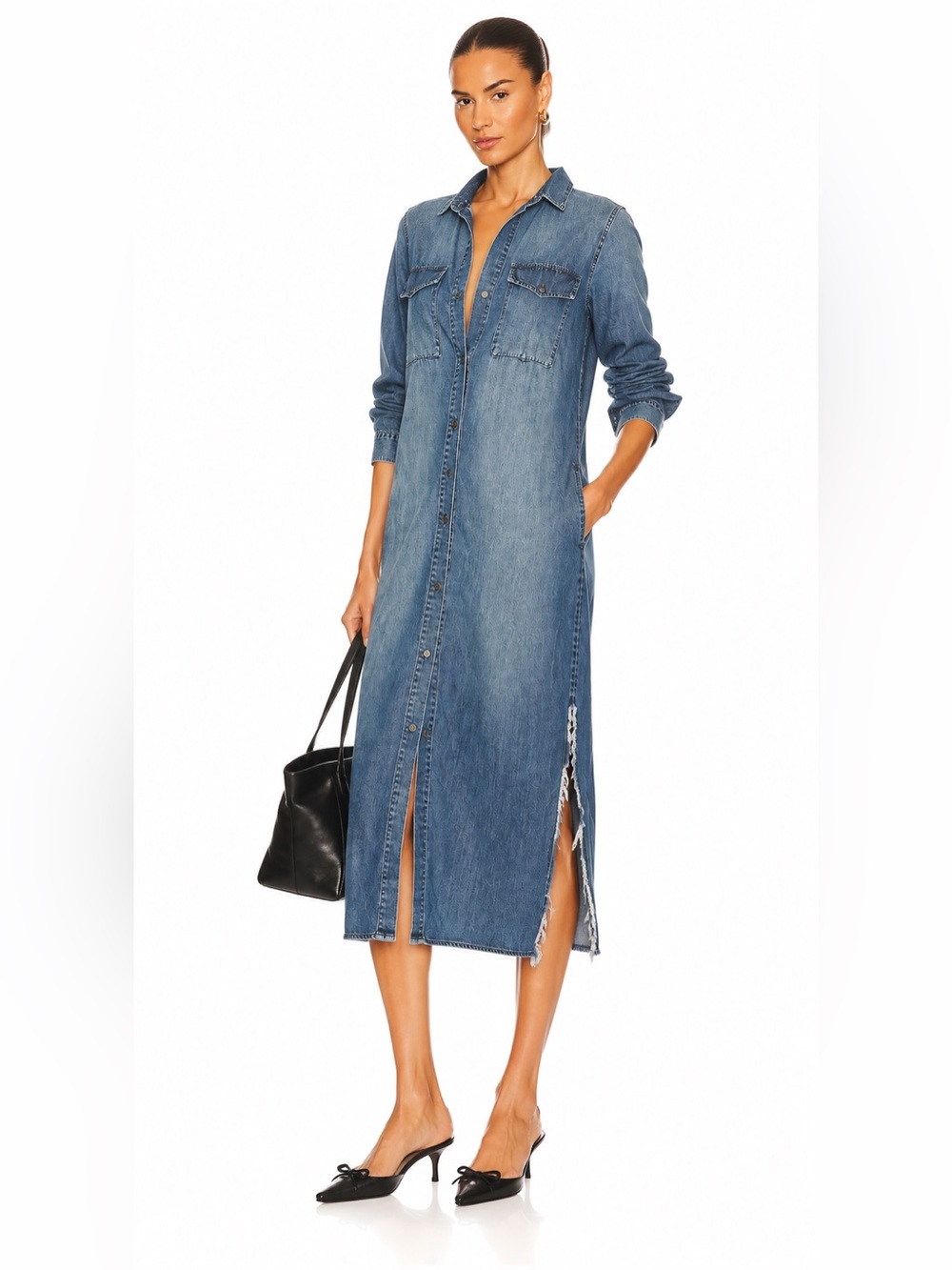 Light Wash Denim Shirt Dress